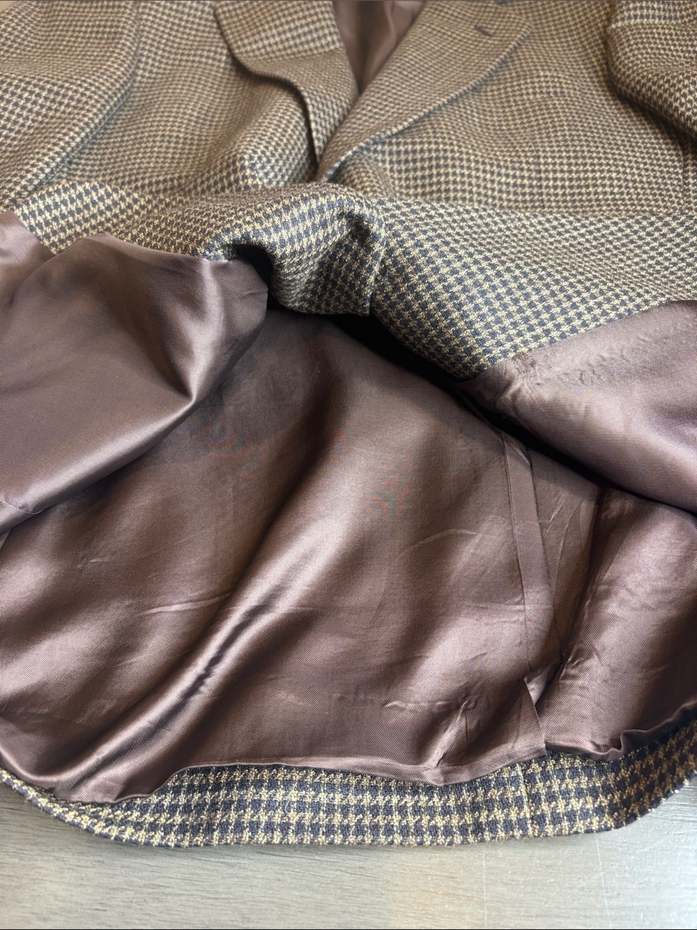 🤎Brown Houndstooth Sport Coat Wool Blazer Classic Tailored Mens 42S Vito Rufolo - Picture 7 of 15